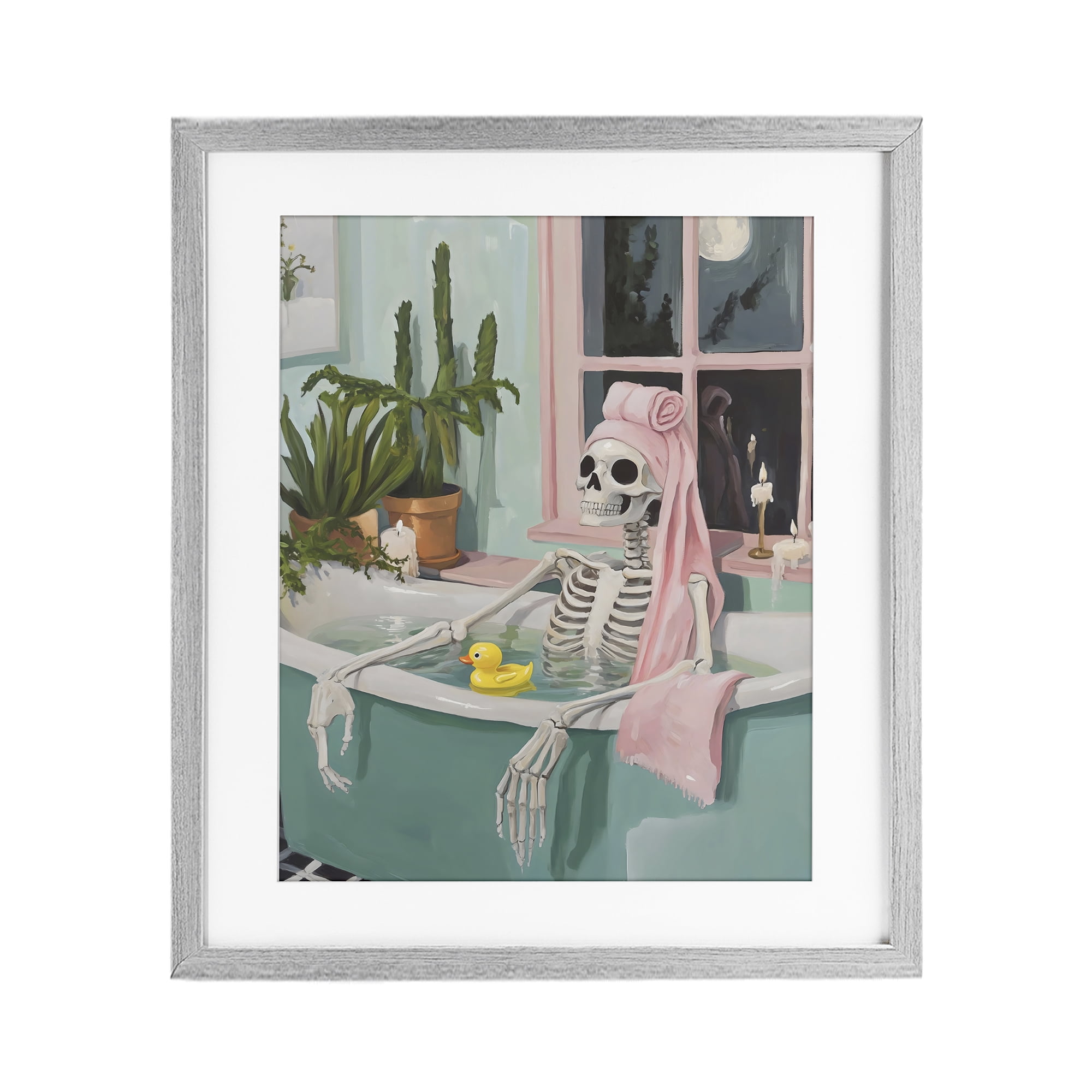 Stupell Industries Midnight Soak Skeleton Gray Framed Print Under Glass, design by The Prints Vibe