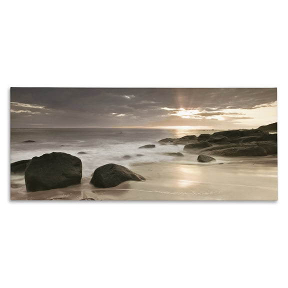 Stupell Industries Midnight Sunset on Beach Canvas Wall Art design by Assaf Frank, 17 x 40
