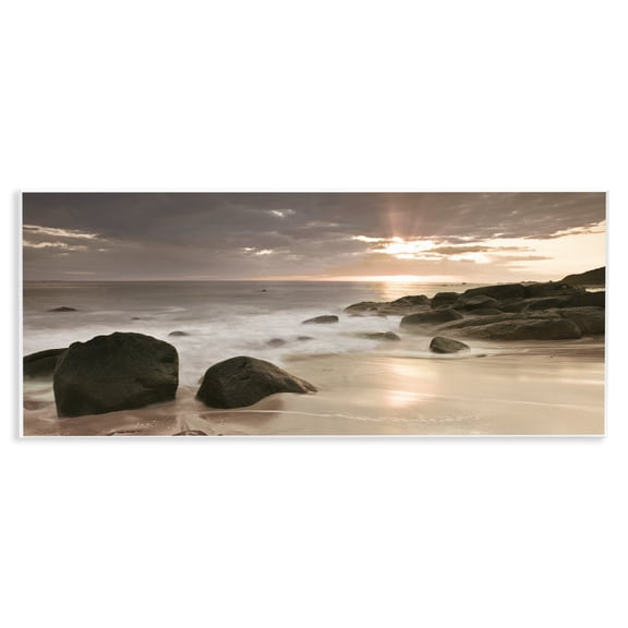 Stupell Industries Midnight Sunset on Beach Wall Plaque Art design by Assaf Frank, 7 x 17