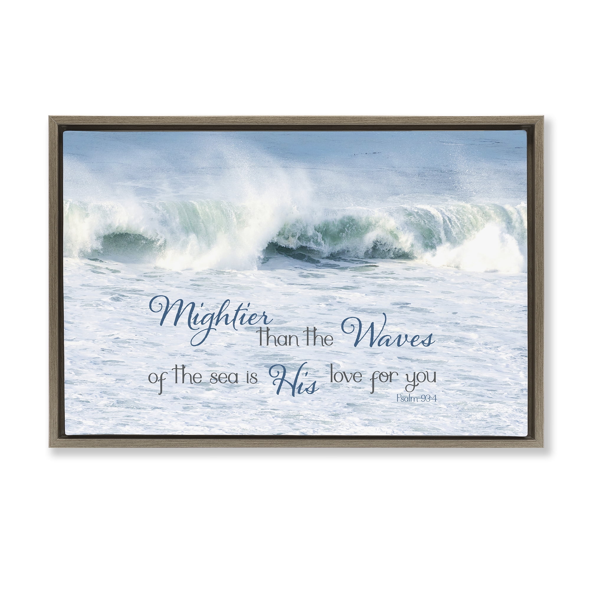 Stupell Industries Mightier Than The Waves Brown Framed Floater Canvas Wall Art, design by Kathy Mansfield