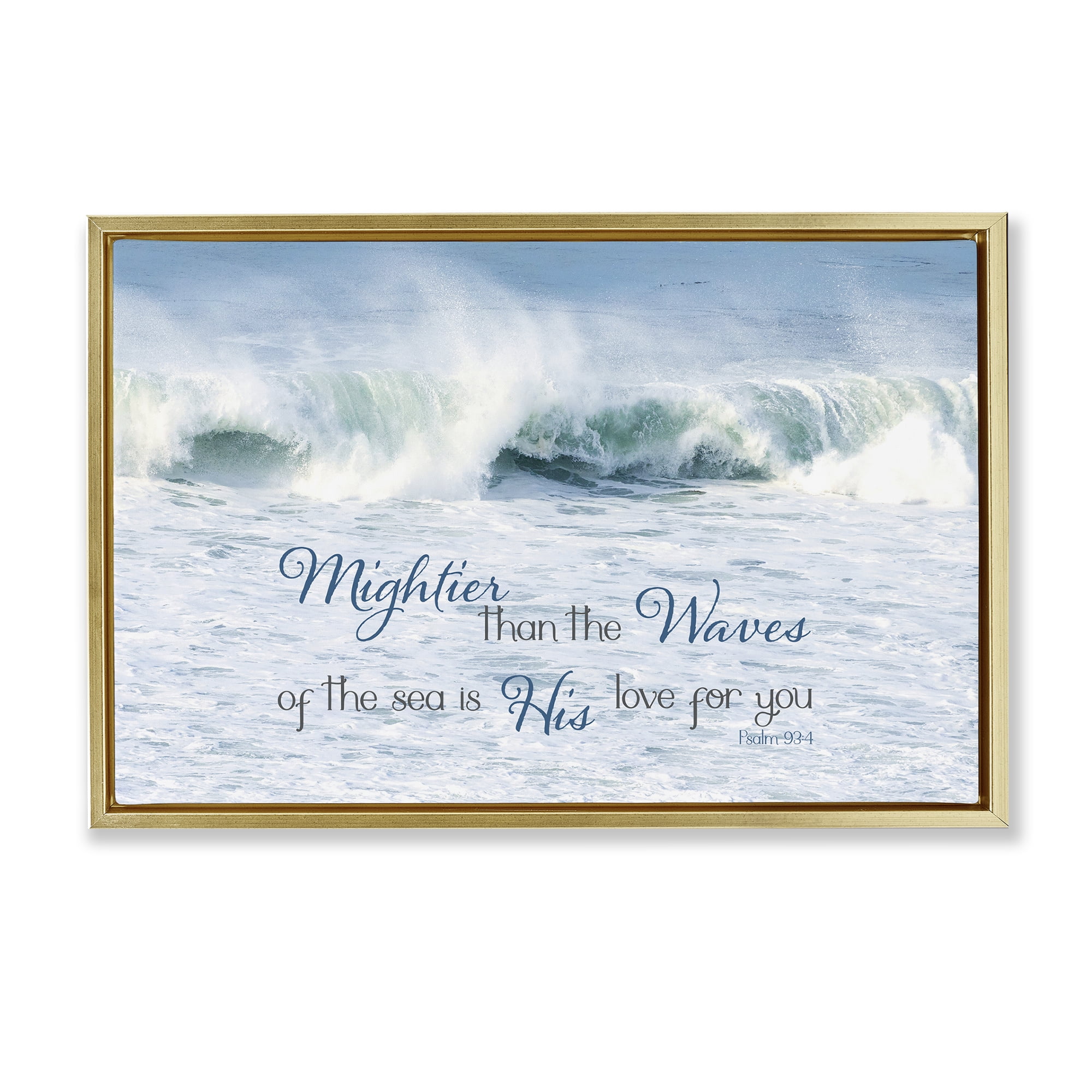 Stupell Industries Mightier Than The Waves Gold Framed Floater Canvas Wall Art, design by Kathy Mansfield