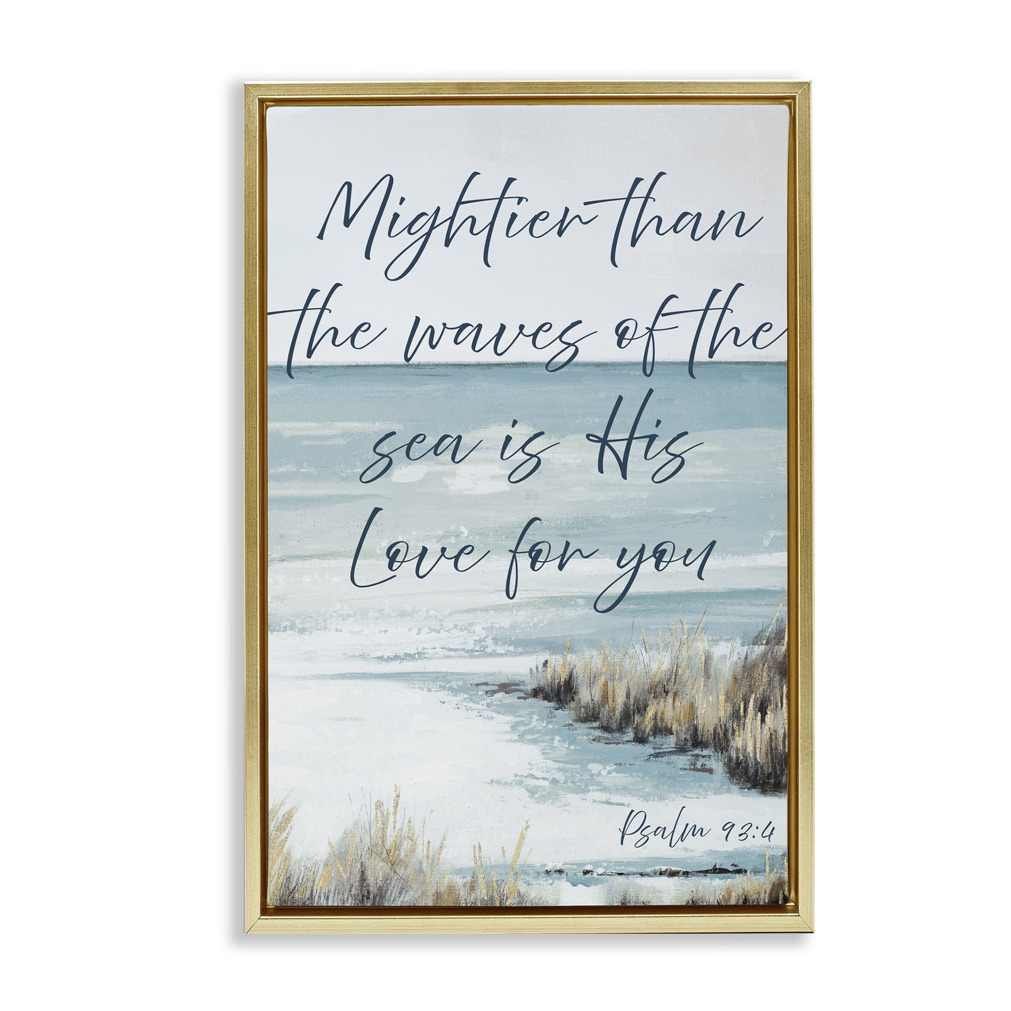 Stupell Industries Mightier Than The Waves Gold Framed Floater Canvas Wall Art, design by Patricia Pinto