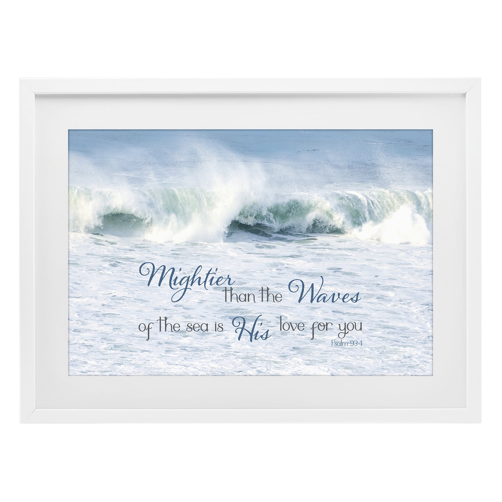 Stupell Industries Mightier Than The Waves White Framed Print Under Glass, design by Kathy Mansfield