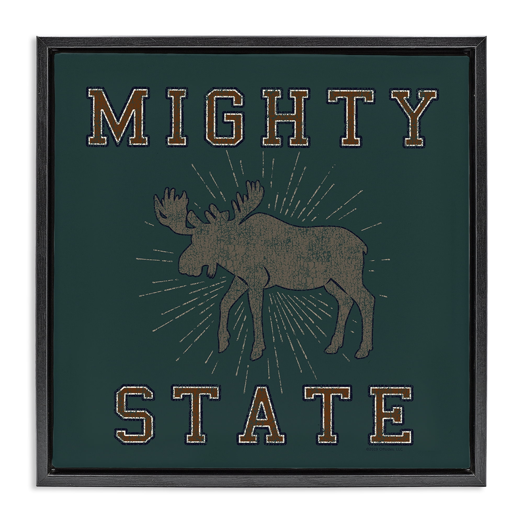 Stupell Industries Mighty Moose State Animals Painting Black Floater Framed Canvas Art Print Wall Art, 18 x 18