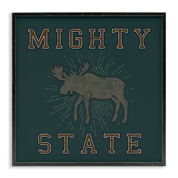 Stupell Industries Mighty Moose State Animals Painting Black Framed Art Print Wall Art, 12 x 12