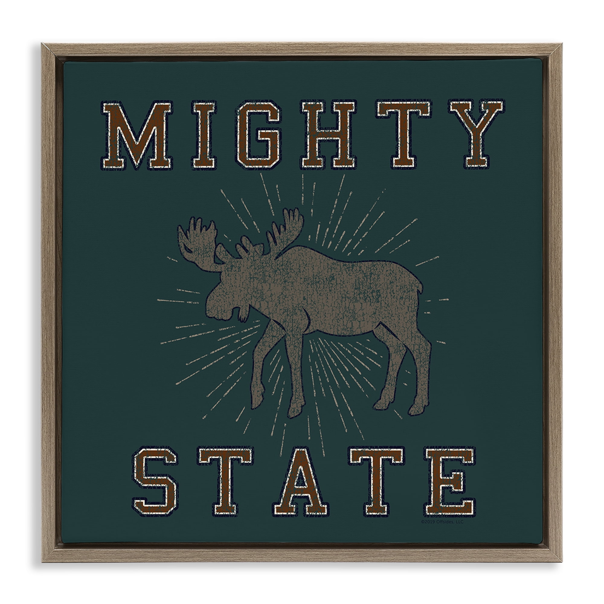 Stupell Industries Mighty Moose State Animals Painting Brown Floater Framed Canvas Art Print Wall Art, 25 x 25