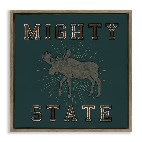Stupell Industries Mighty Moose State Animals Painting Brown Floater Framed Canvas Art Print Wall Art, 25 x 25