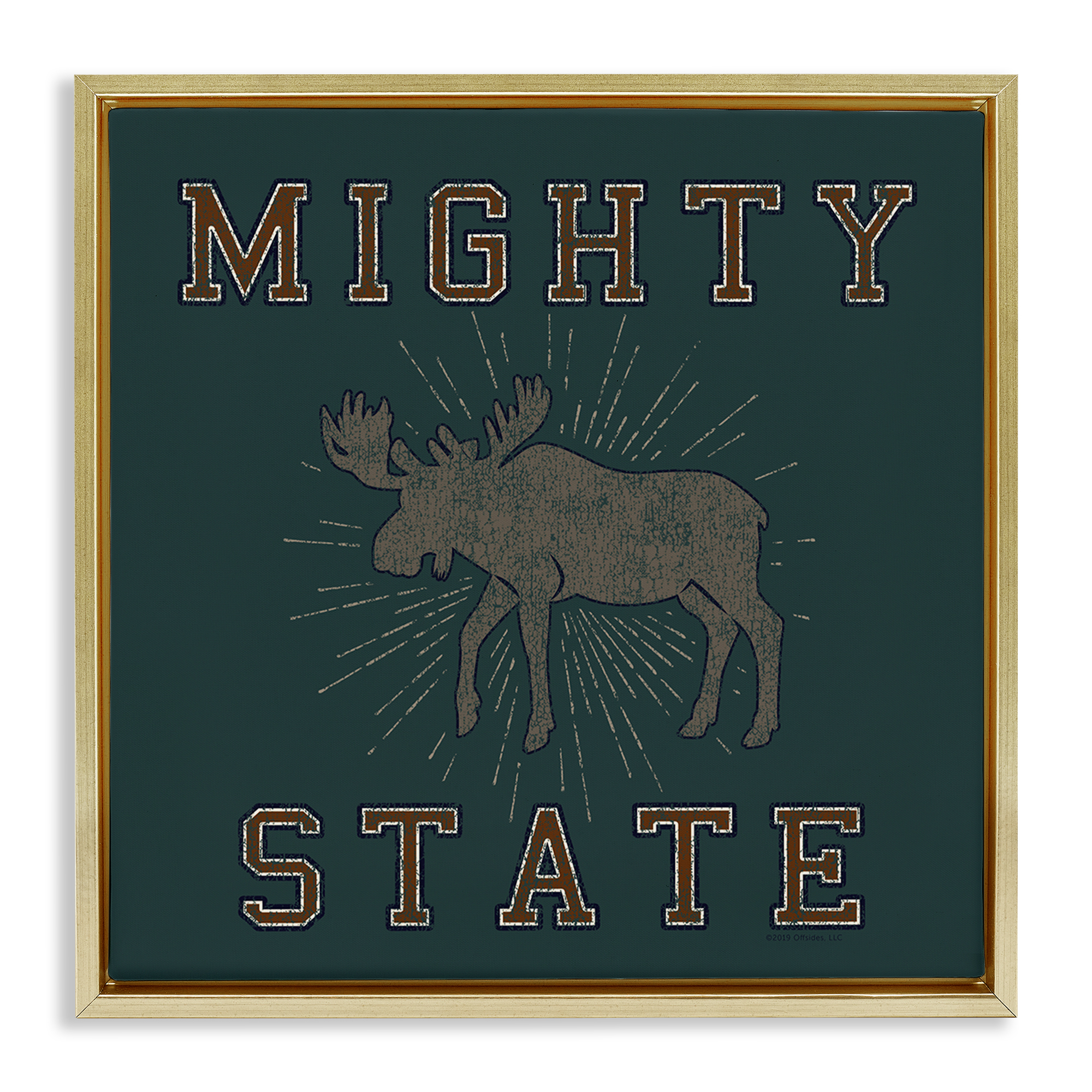 Stupell Industries Mighty Moose State Animals Painting Gold Floater Framed Canvas Art Print Wall Art, 25 x 25