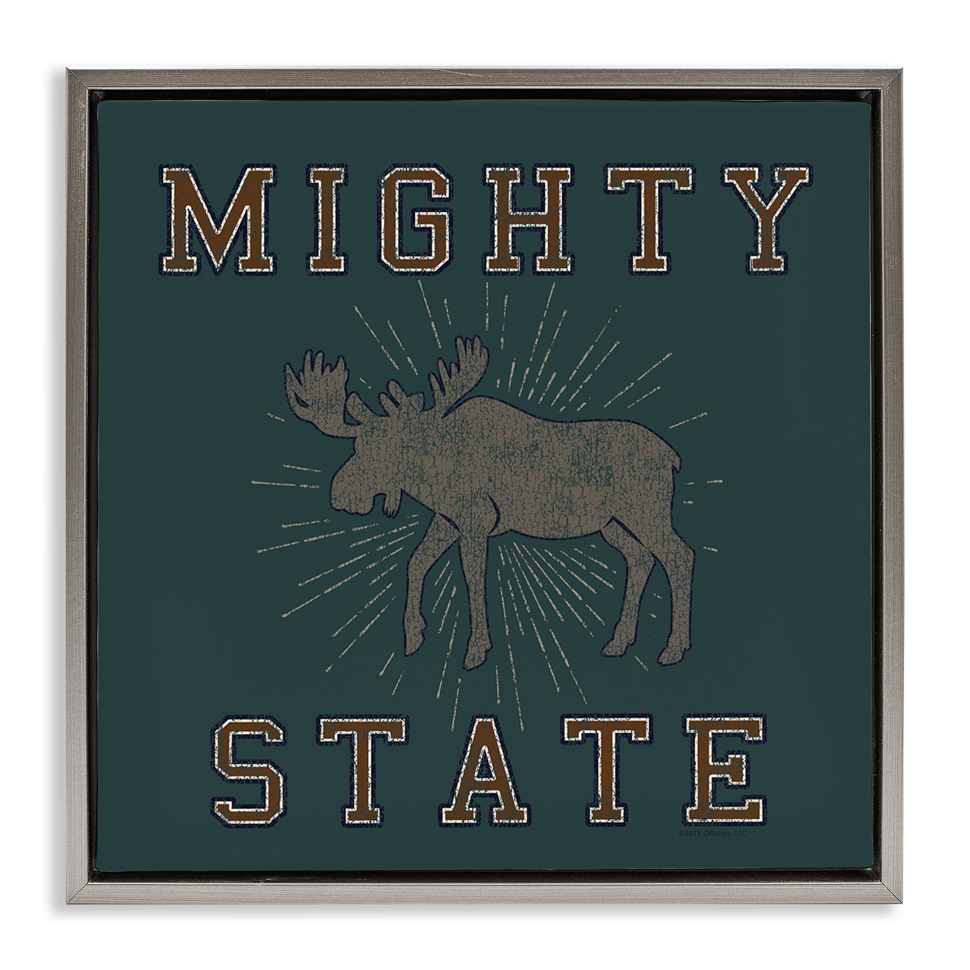 Stupell Industries Mighty Moose State Animals Painting Gray Floater Framed Canvas Art Print Wall Art, 18 x 18