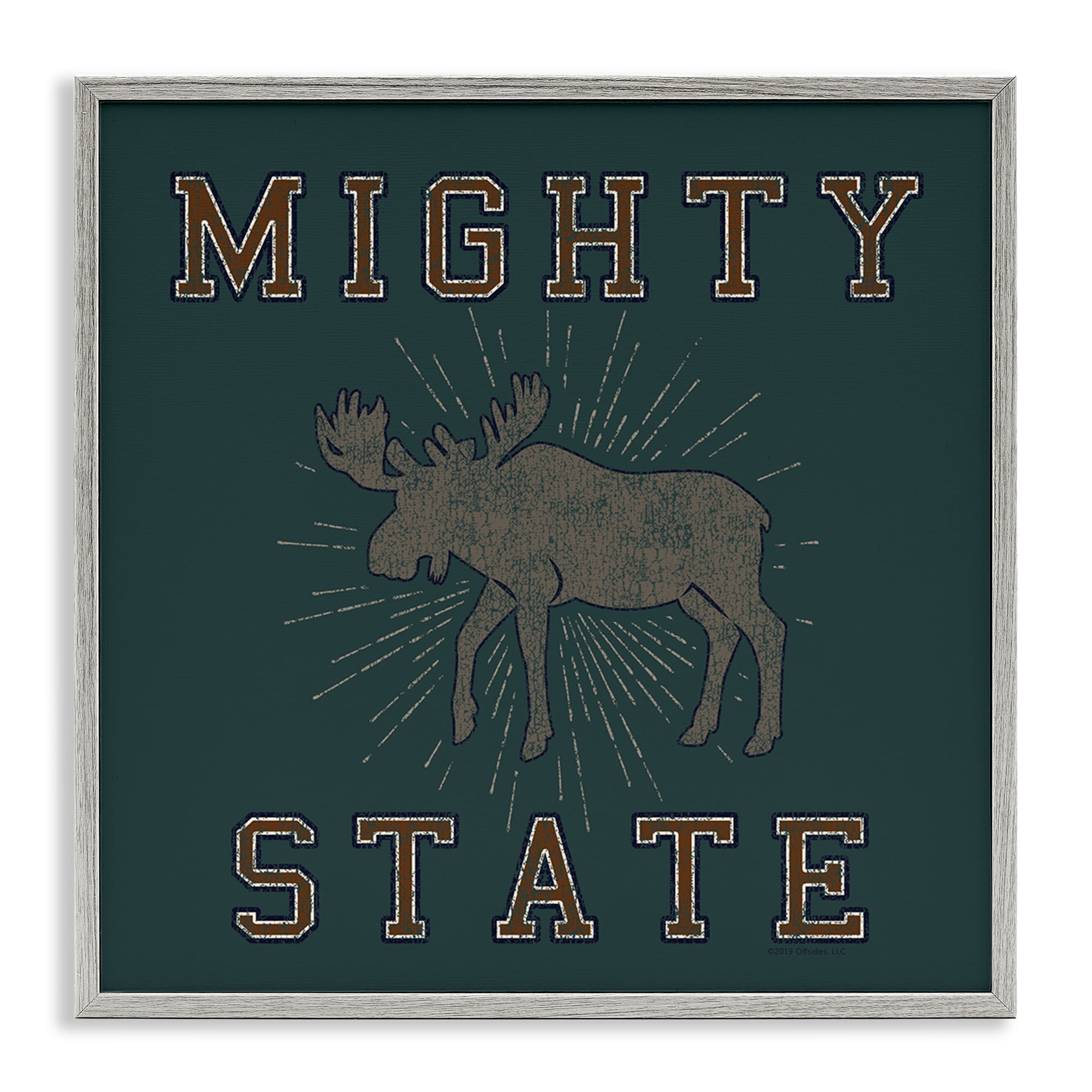 Stupell Industries Mighty Moose State Animals Painting Gray Framed Art Print Wall Art, 12 x 12