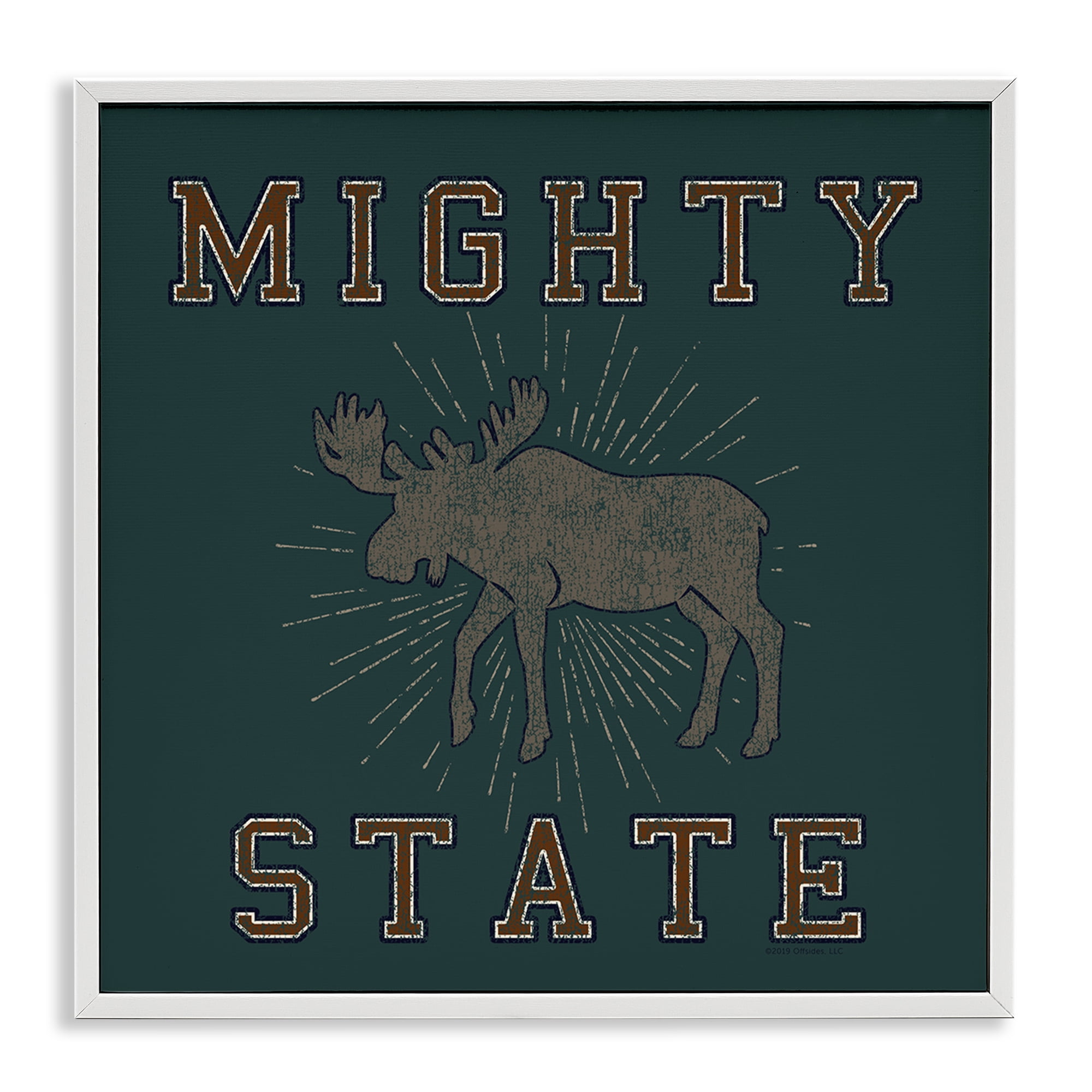 Stupell Industries Mighty Moose State Animals Painting White Framed Art Print Wall Art, 17 x 17