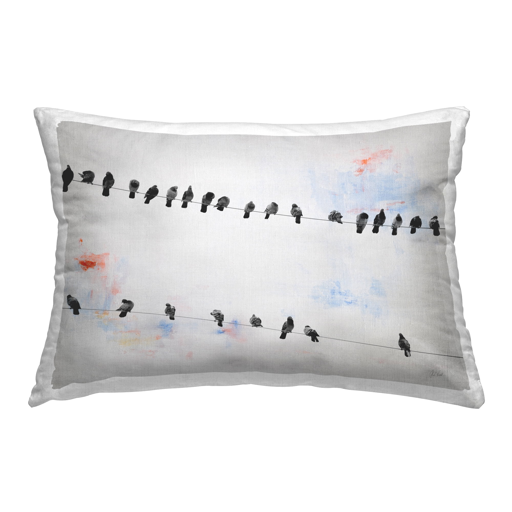 Stupell Industries Migrating Birds on Wire Decorative Printed Throw Pillow Design by Deborah Revell.