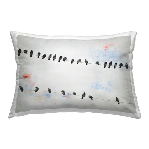 Stupell Industries Migrating Birds on Wire Decorative Printed Throw Pillow Design by Deborah Revell.