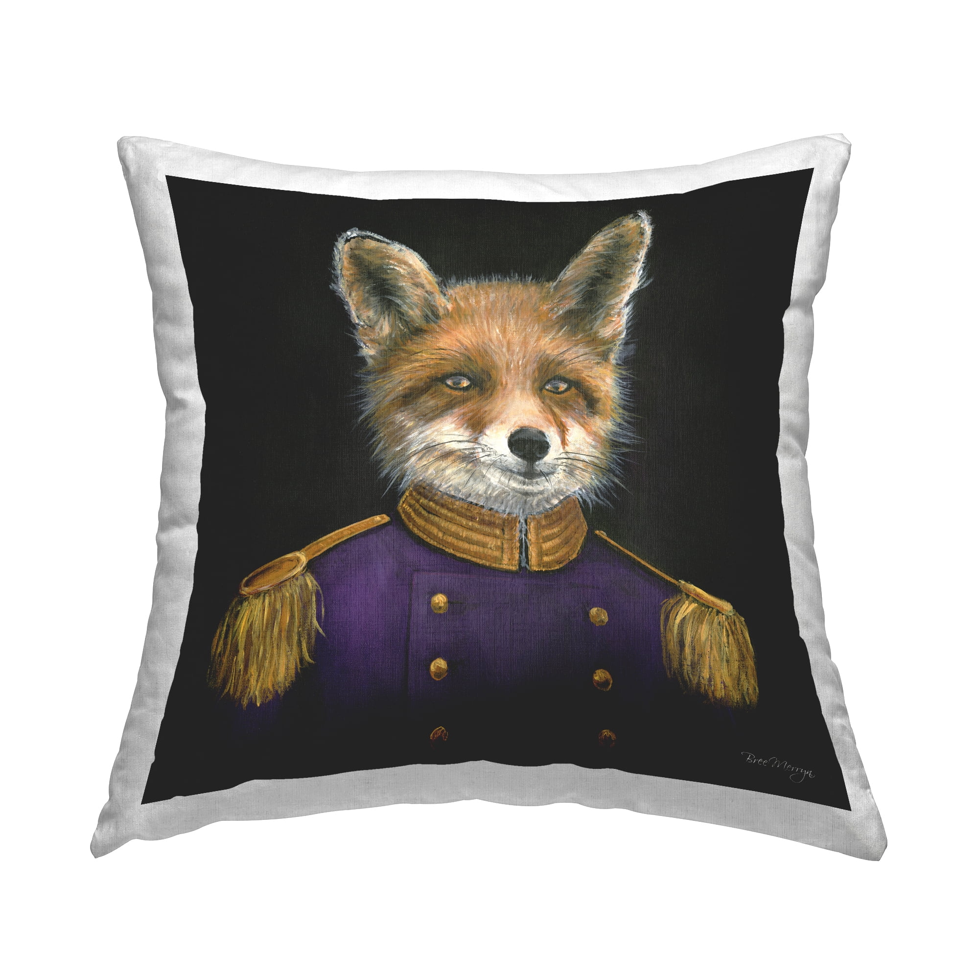 Stupell Industries Military Coat Fox Decorative Printed Throw Pillow Design by Bree Merryn.