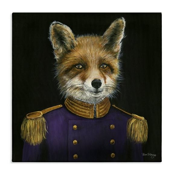Stupell Industries Military Coat Fox Novelty & Humor Painting Wrapped Canvas Art Print Wall Art, 17 x 17