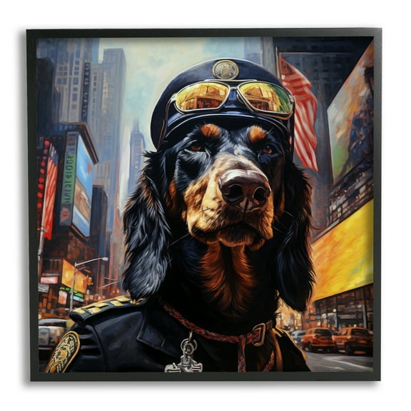 Stupell Industries Military Dog Portrait Animals & Insects Painting Black Framed Art Print Wall Art, 12 x 12