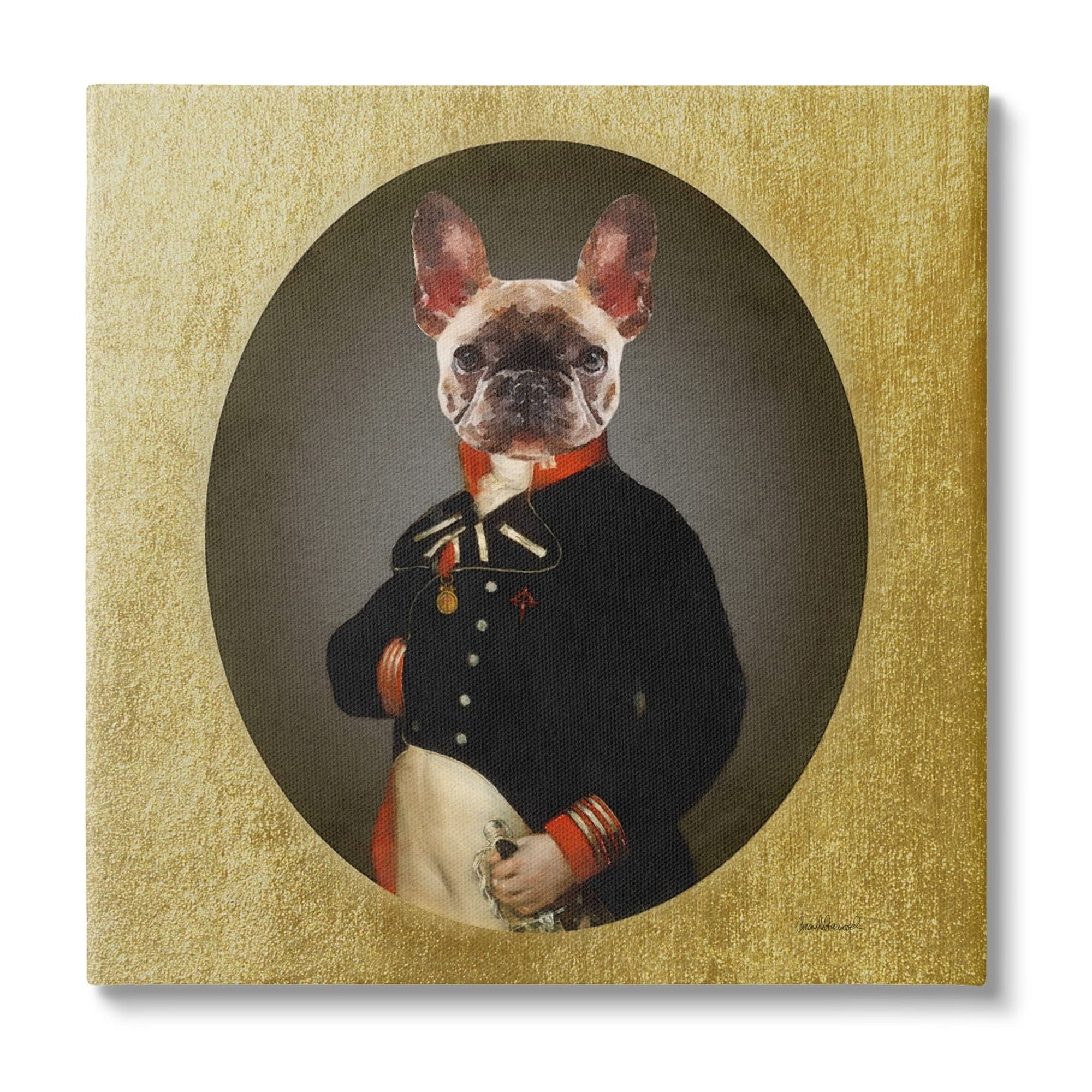 Stupell Industries Military French Bulldog Funny Conquistador Dog Fashion,24 x 24, Design by Amanda Greenwood