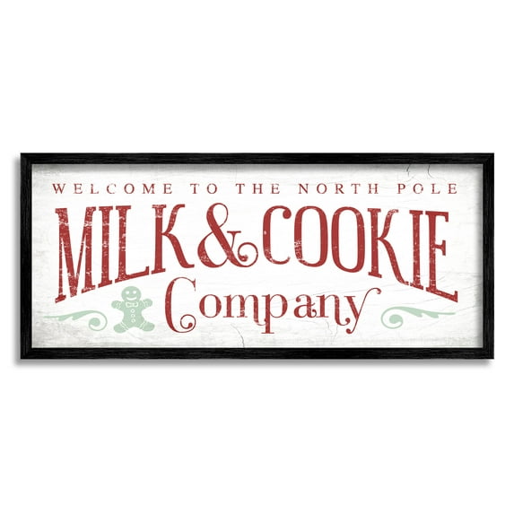 Stupell Industries Milk & Cookie Company Sign Graphic Art Black Framed Art Print Wall Art, Design by Lil' Rue