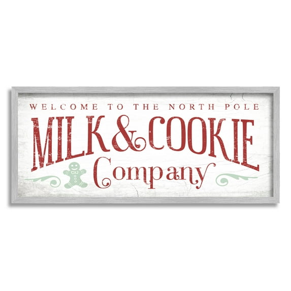 Stupell Industries Milk & Cookie Company Sign Graphic Art Gray Framed Art Print Wall Art, Design by Lil' Rue