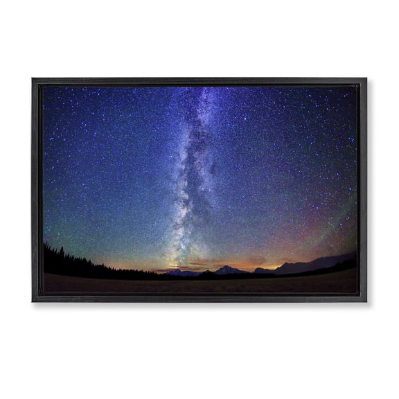 Stupell Industries Milky Way Stars over Earth Landscape & Nature Photography Black Floater Framed Canvas Art Print Wall Art, 25 x 17