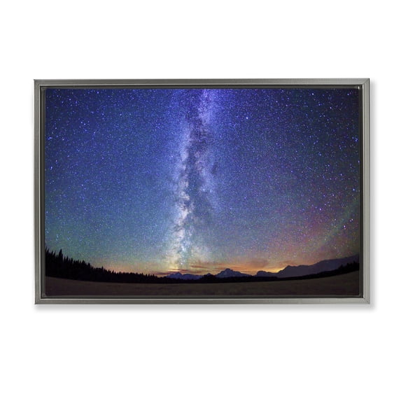 Stupell Industries Milky Way Stars over Earth Landscape & Nature Photography Gray Floater Framed Canvas Art Print Wall Art, 31 x 21