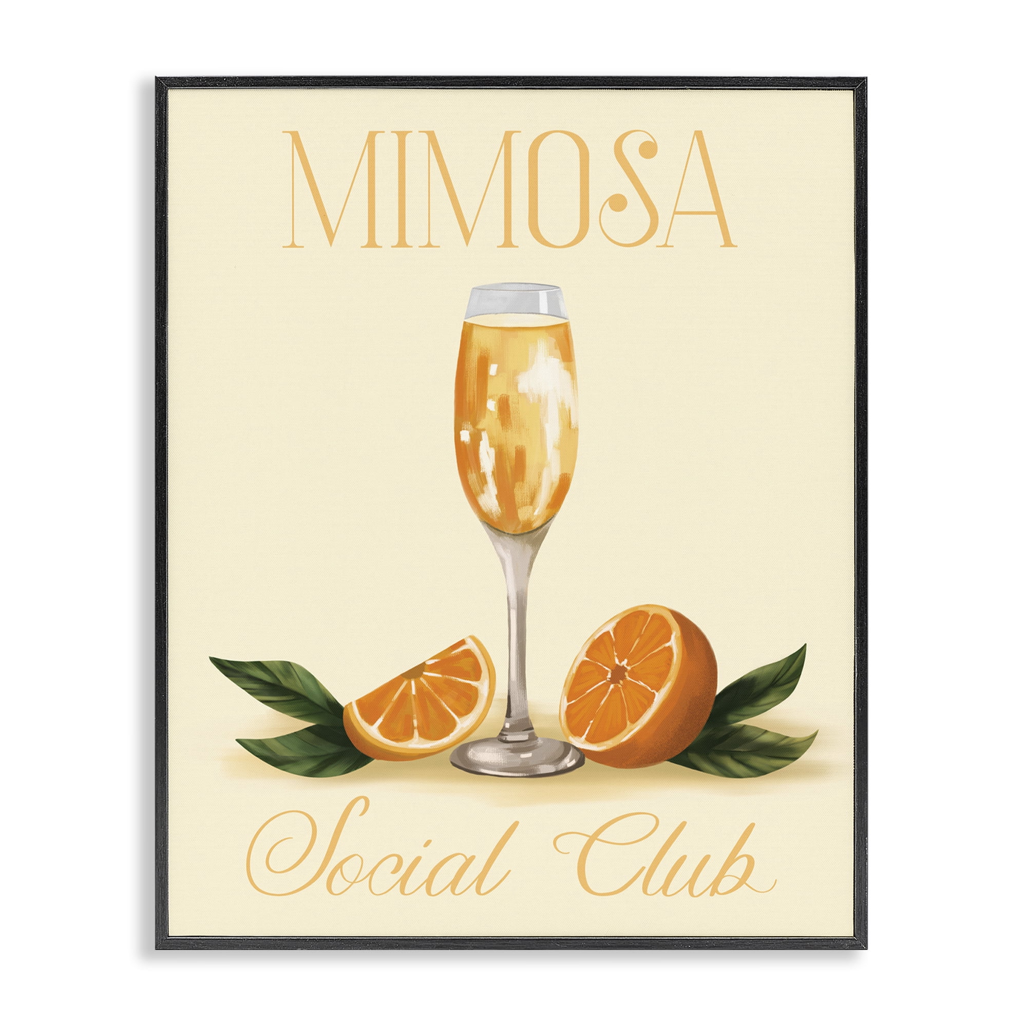 Stupell Industries Mimosa Social Club Food & Beverage Painting Black Framed Art Print Wall Art, 11 x 14