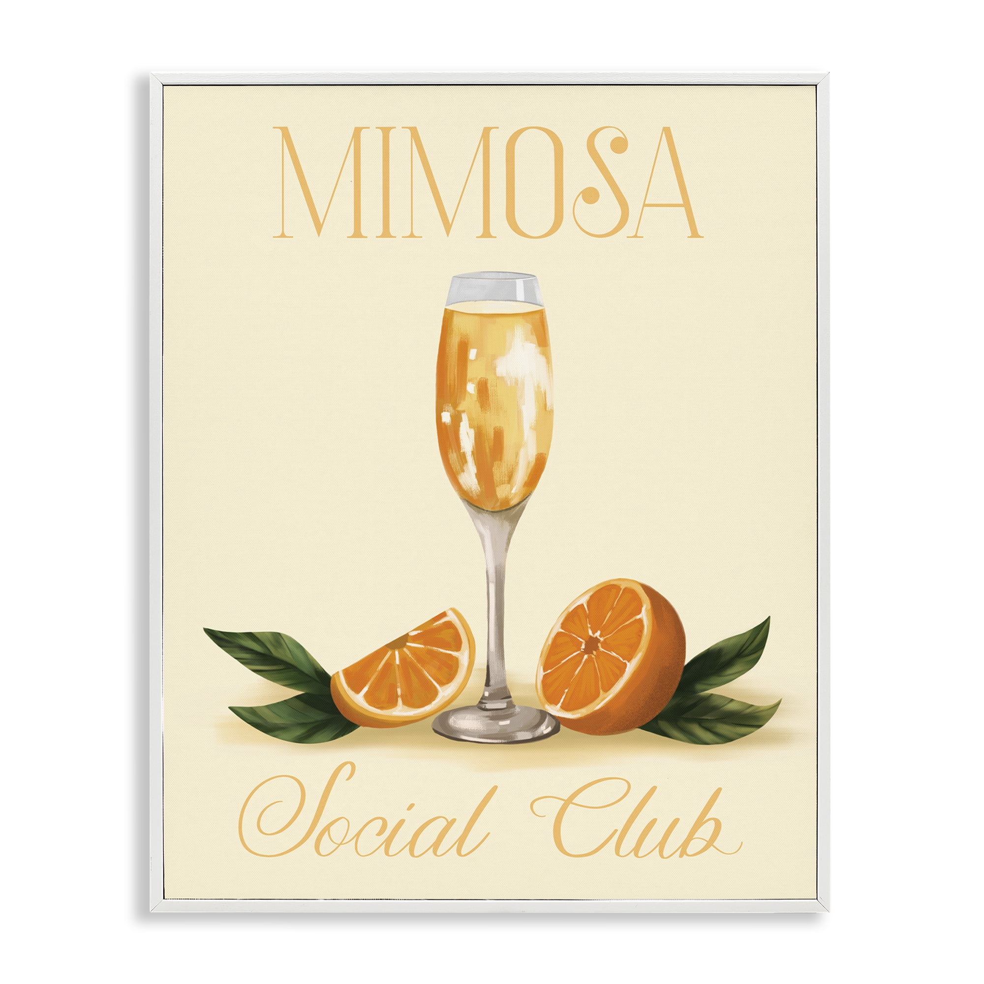 Stupell Industries Mimosa Social Club Food & Beverage Painting White Framed Art Print Wall Art, 11 x 14