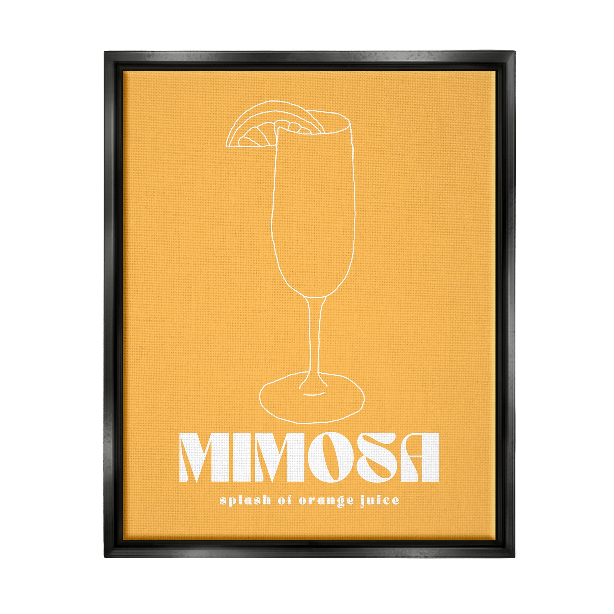 Stupell Industries Mimosa Splash of OJ Food & Beverage Painting Black Floater Framed Canvas Art Print Wall Art, 25 x 31
