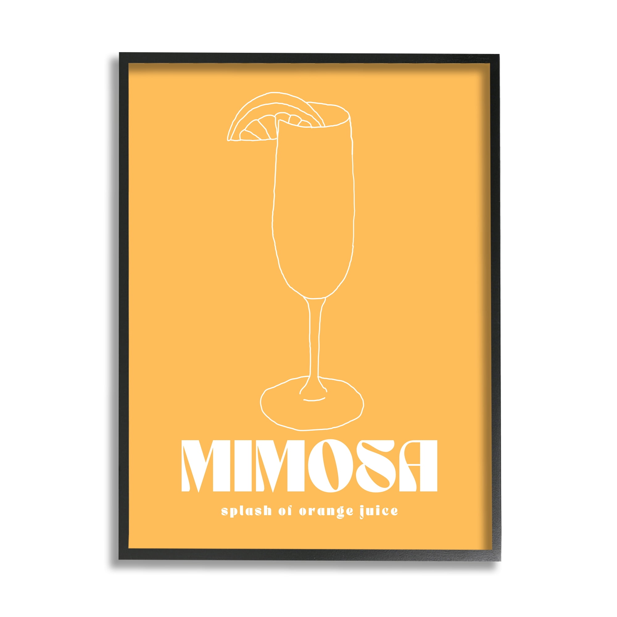 Stupell Industries Mimosa Splash of OJ Food & Beverage Painting Black Framed Art Print Wall Art, 24 x 30