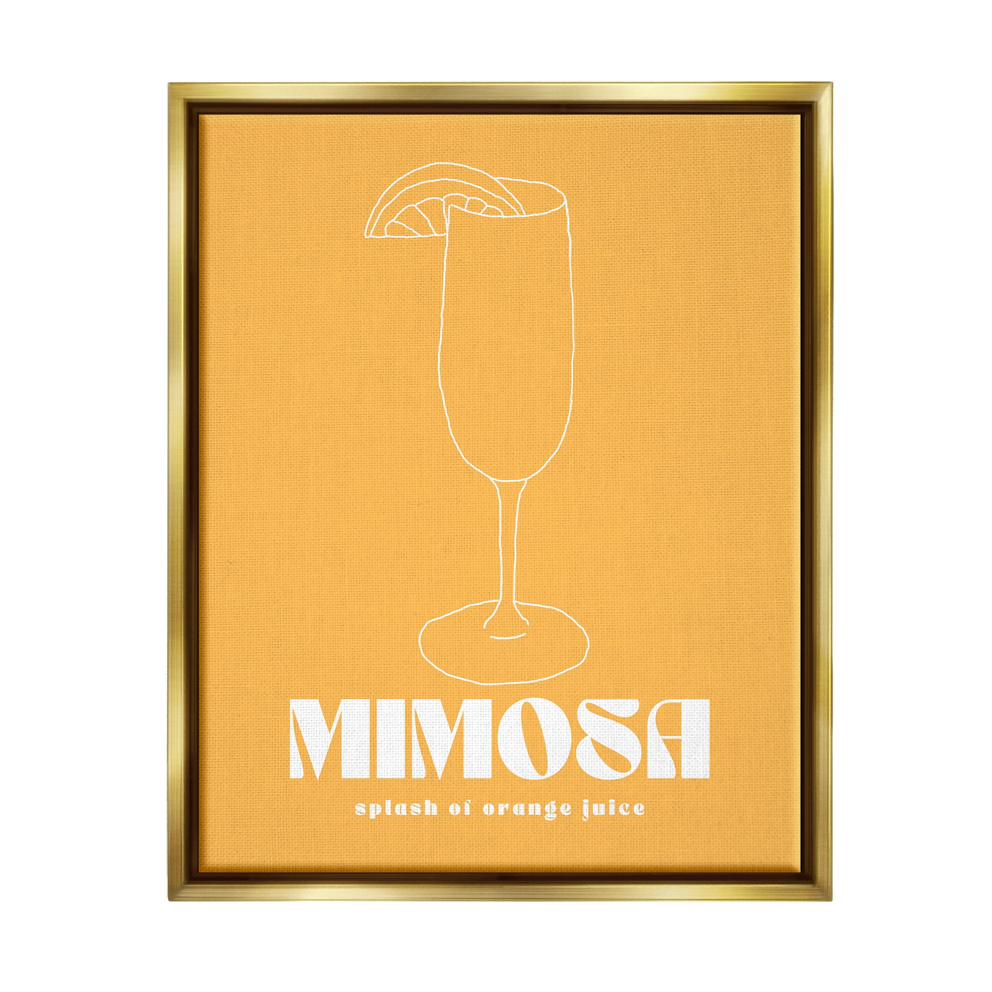 Stupell Industries Mimosa Splash of OJ Food & Beverage Painting Gold Floater Framed Canvas Art Print Wall Art, 25 x 31