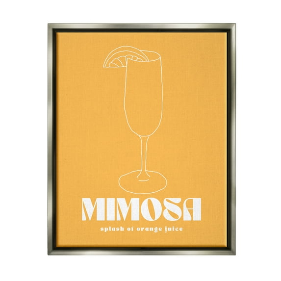 Stupell Industries Mimosa Splash of OJ Food & Beverage Painting Gray Floater Framed Canvas Art Print Wall Art, 17 x 21