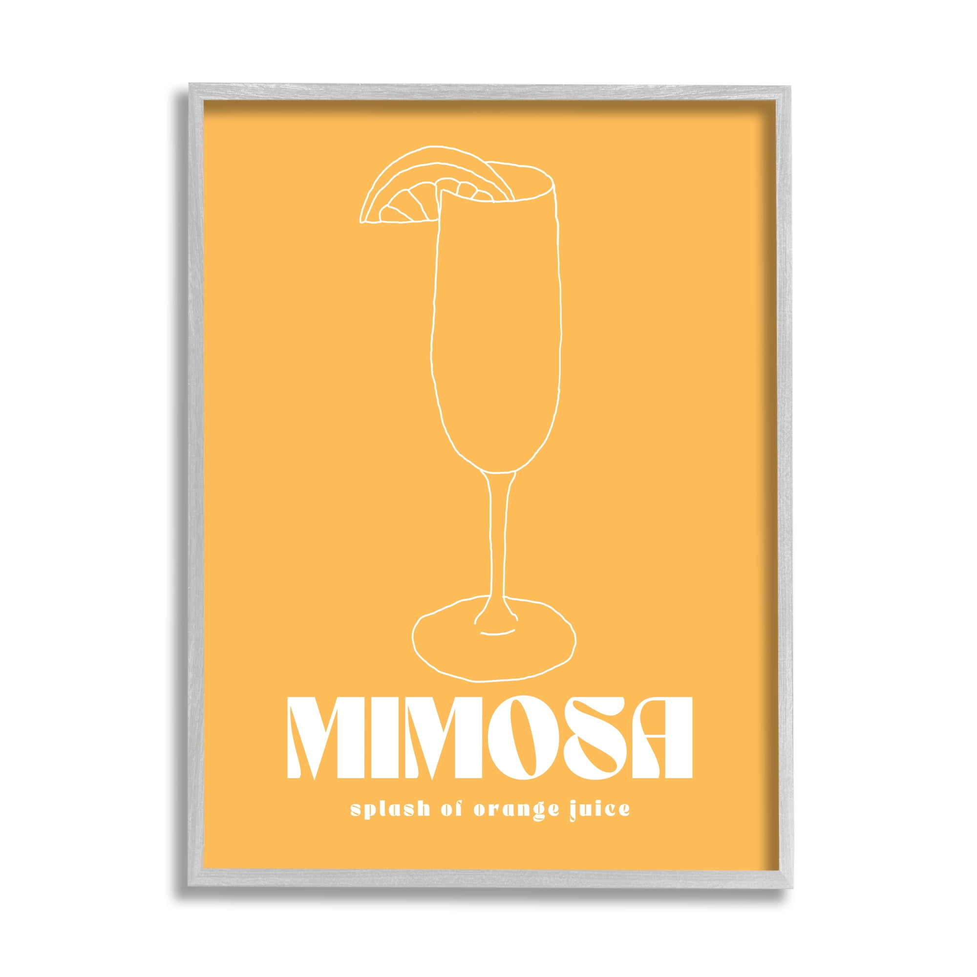 Stupell Industries Mimosa Splash of OJ Food & Beverage Painting Gray Framed Art Print Wall Art, 16 x 20