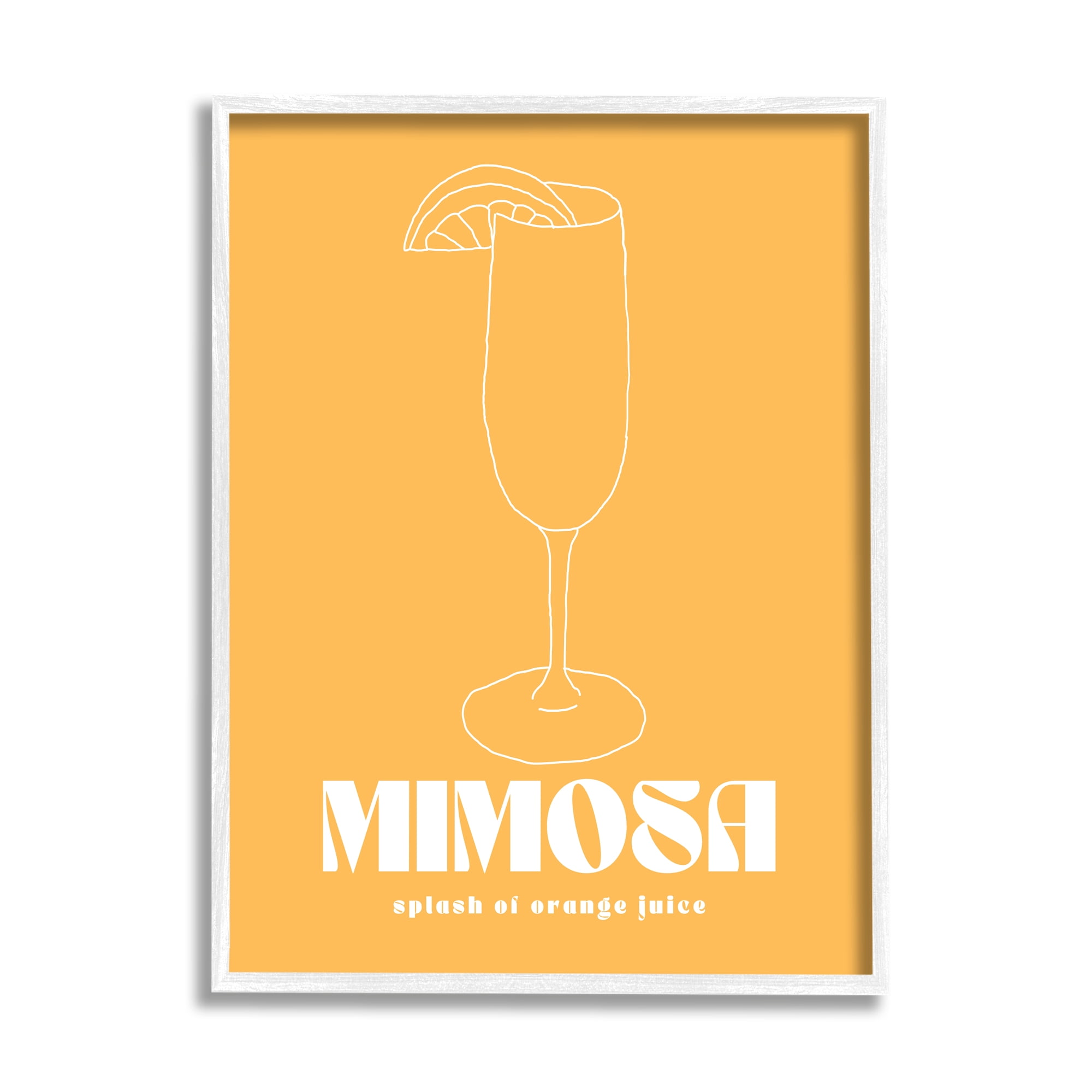 Stupell Industries Mimosa Splash of OJ Food & Beverage Painting White Framed Art Print Wall Art, 16 x 20