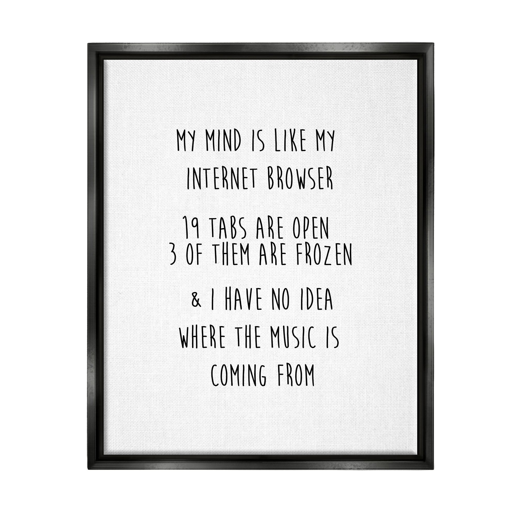 Stupell Industries Mind Like Internet Browser Funny Typography Painting Black Floater Framed Art Print Wall Art