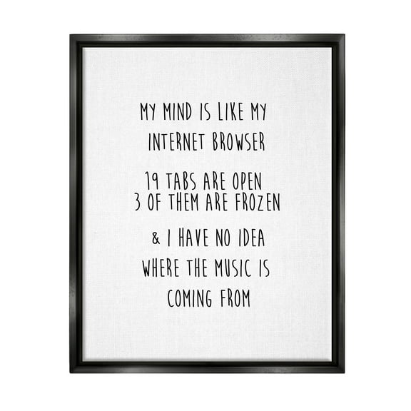 Stupell Industries Mind Like Internet Browser Funny Typography Painting Black Floater Framed Art Print Wall Art
