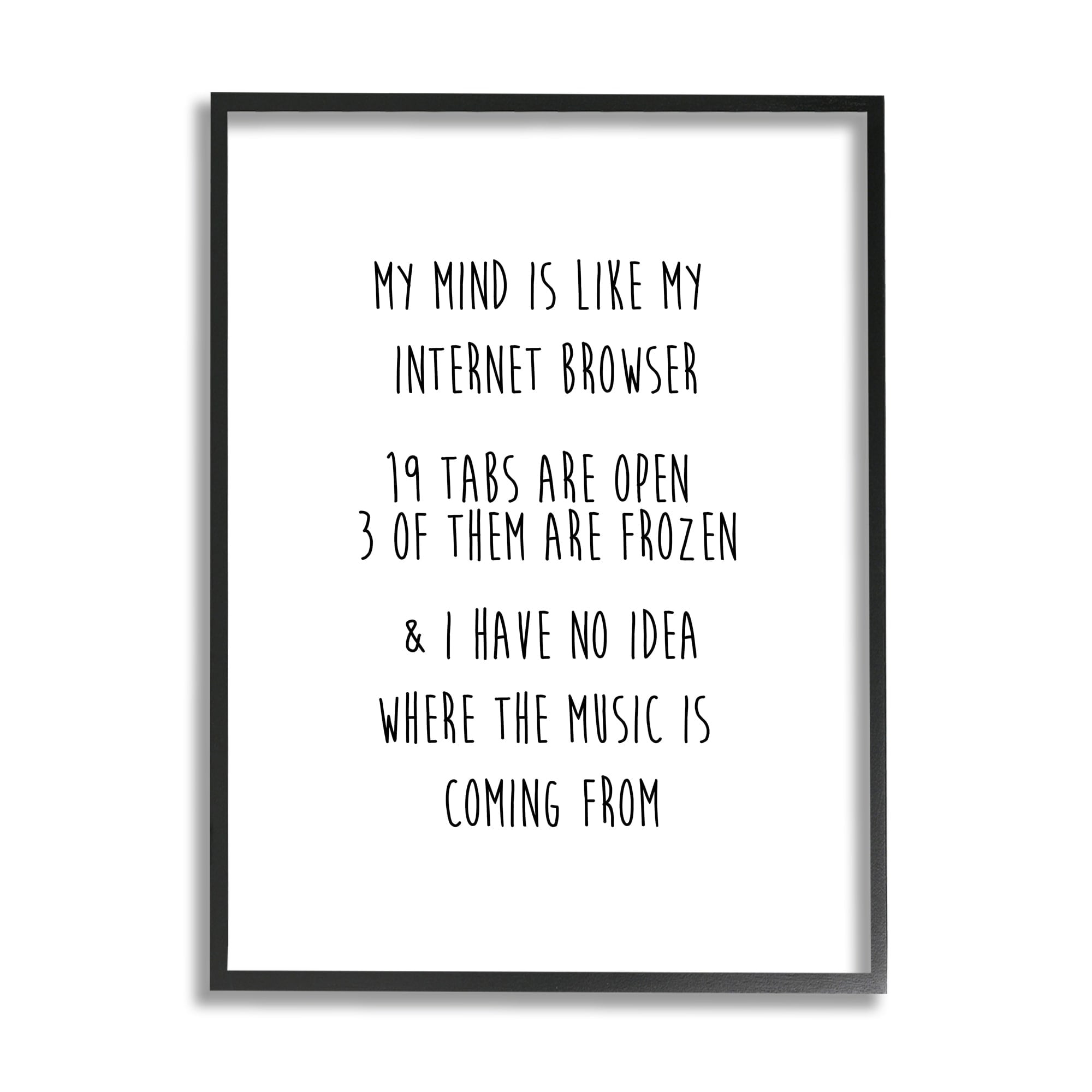 Stupell Industries Mind Like Internet Browser Funny Typography Painting Black Framed Art Print Wall Art