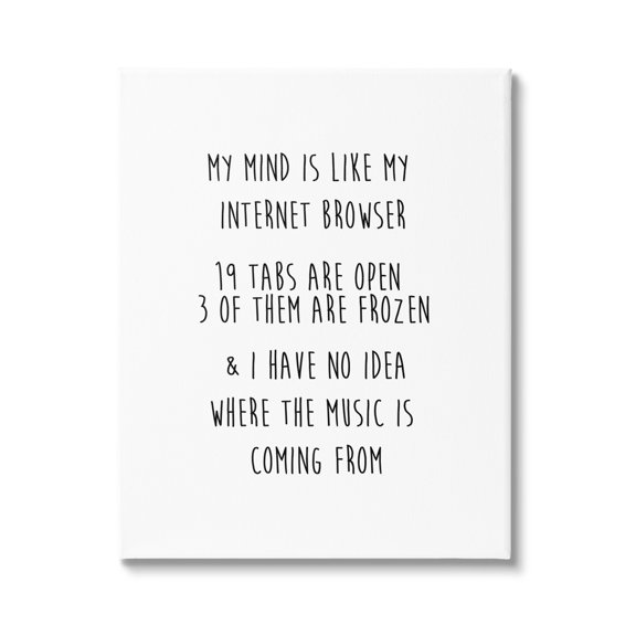Stupell Industries Mind Like Internet Browser Funny Typography Painting Gallery Wrapped Canvas Print Wall Art