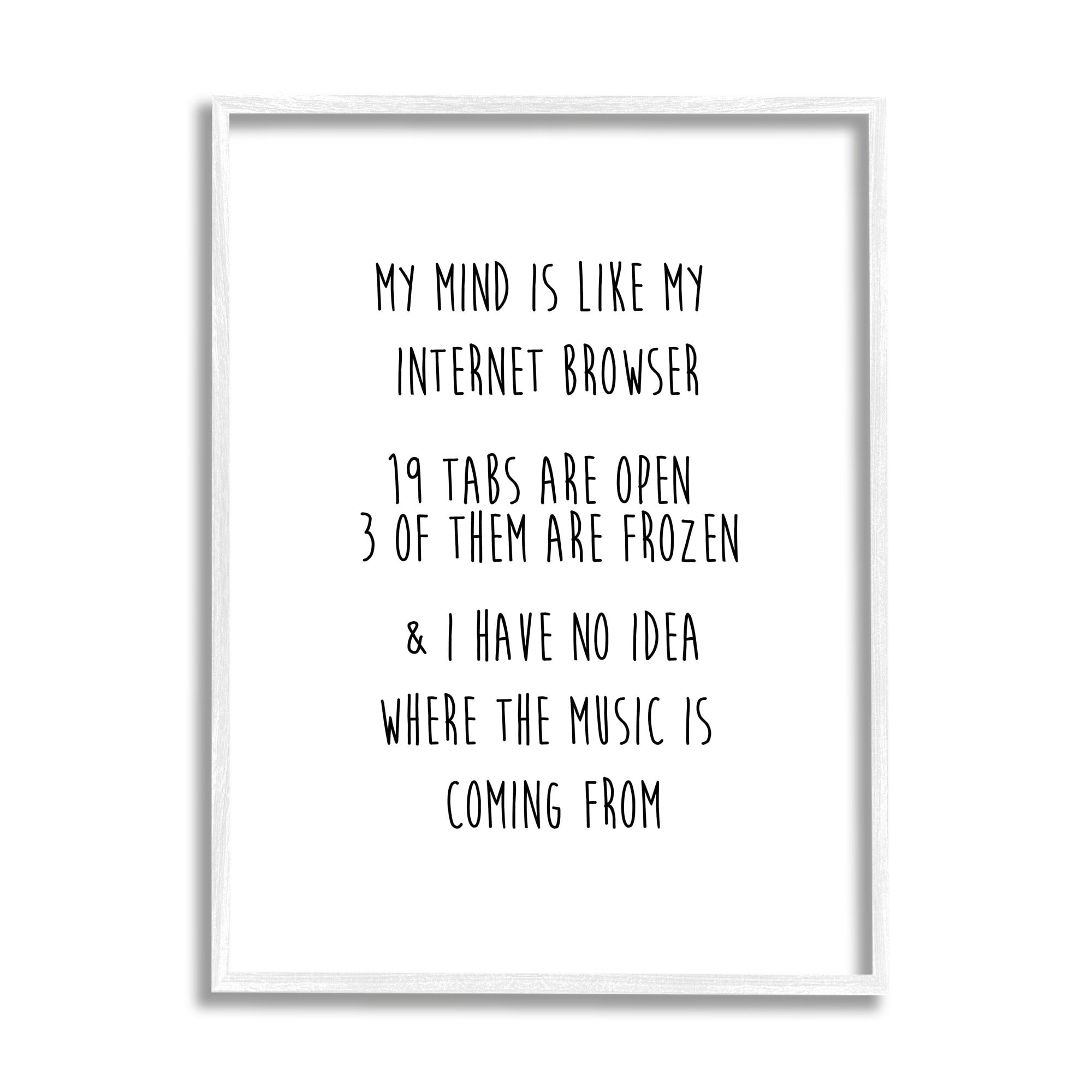 Stupell Industries Mind Like Internet Browser Funny Typography Painting White Framed Art Print Wall Art
