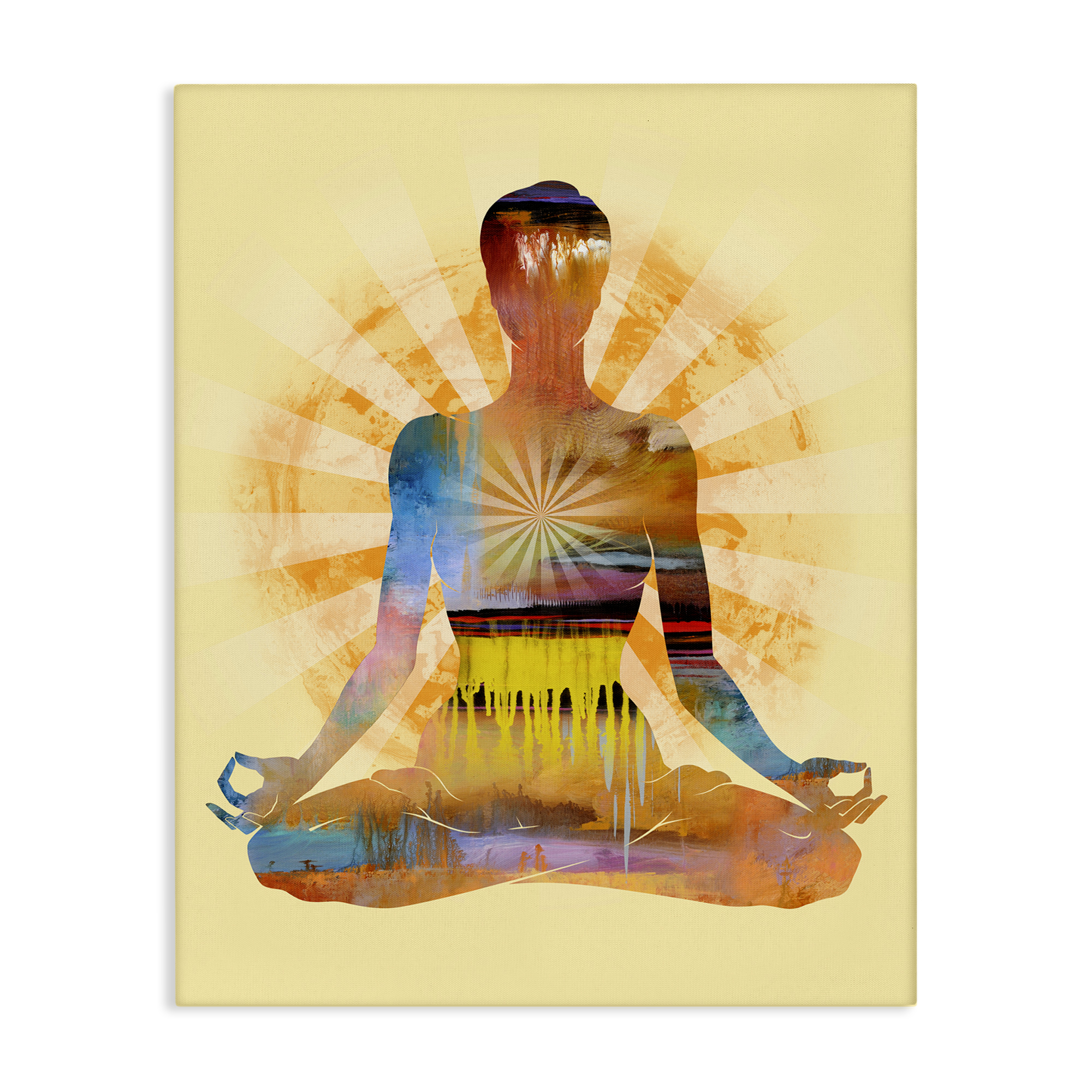 Stupell Industries Mindful Meditation Pose People Painting Wrapped Canvas Art Print Wall Art, 30 x 40