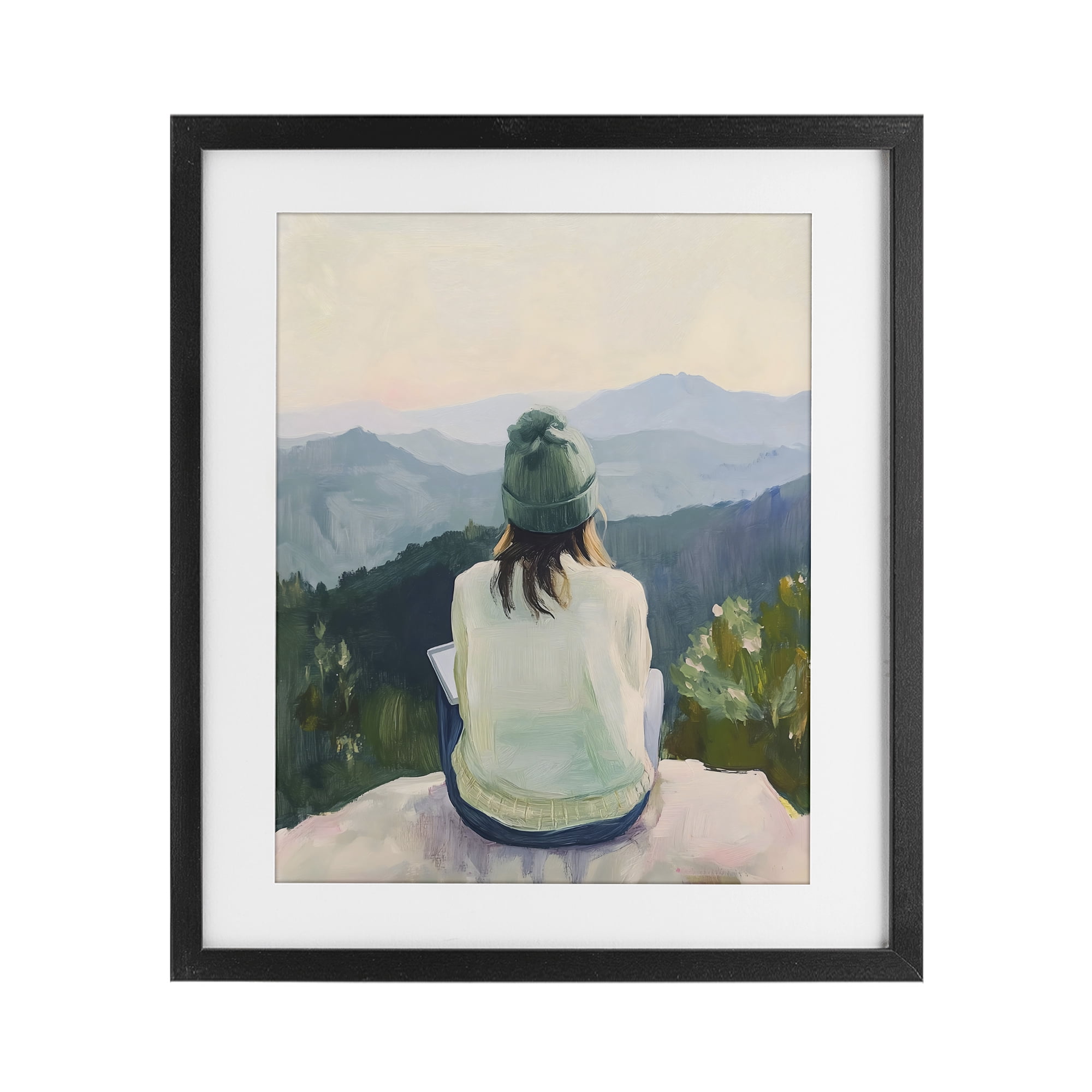 Stupell Industries Mindful Solitude Meditation View Black Framed Print Under Glass, design by The Prints Vibe