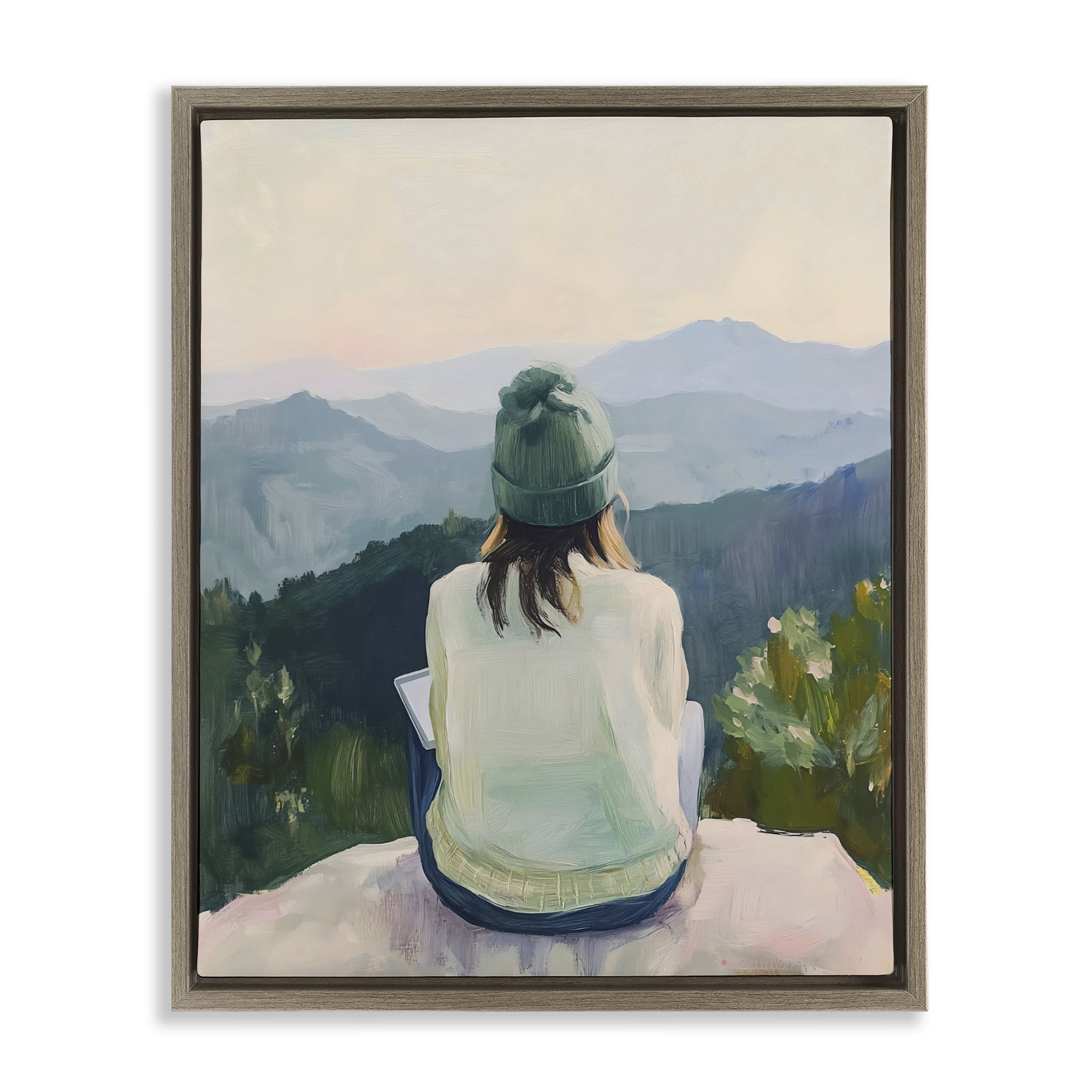 Stupell Industries Mindful Solitude Meditation View Brown Framed Floater Canvas Wall Art, design by The Prints Vibe