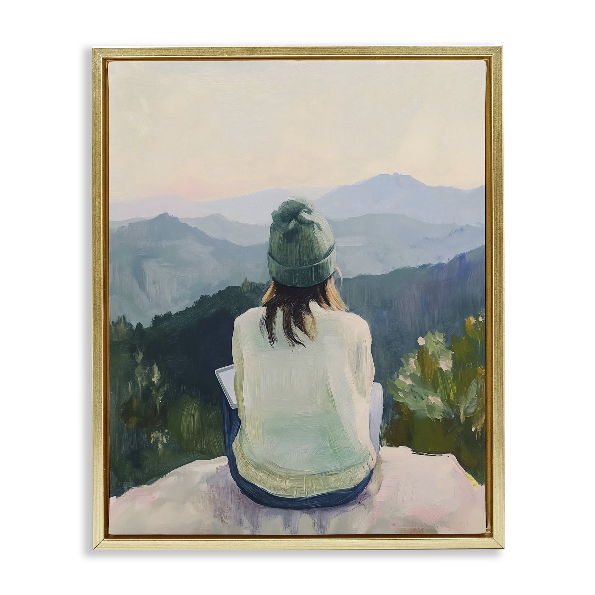 Stupell Industries Mindful Solitude Meditation View Gold Framed Floater Canvas Wall Art, design by The Prints Vibe
