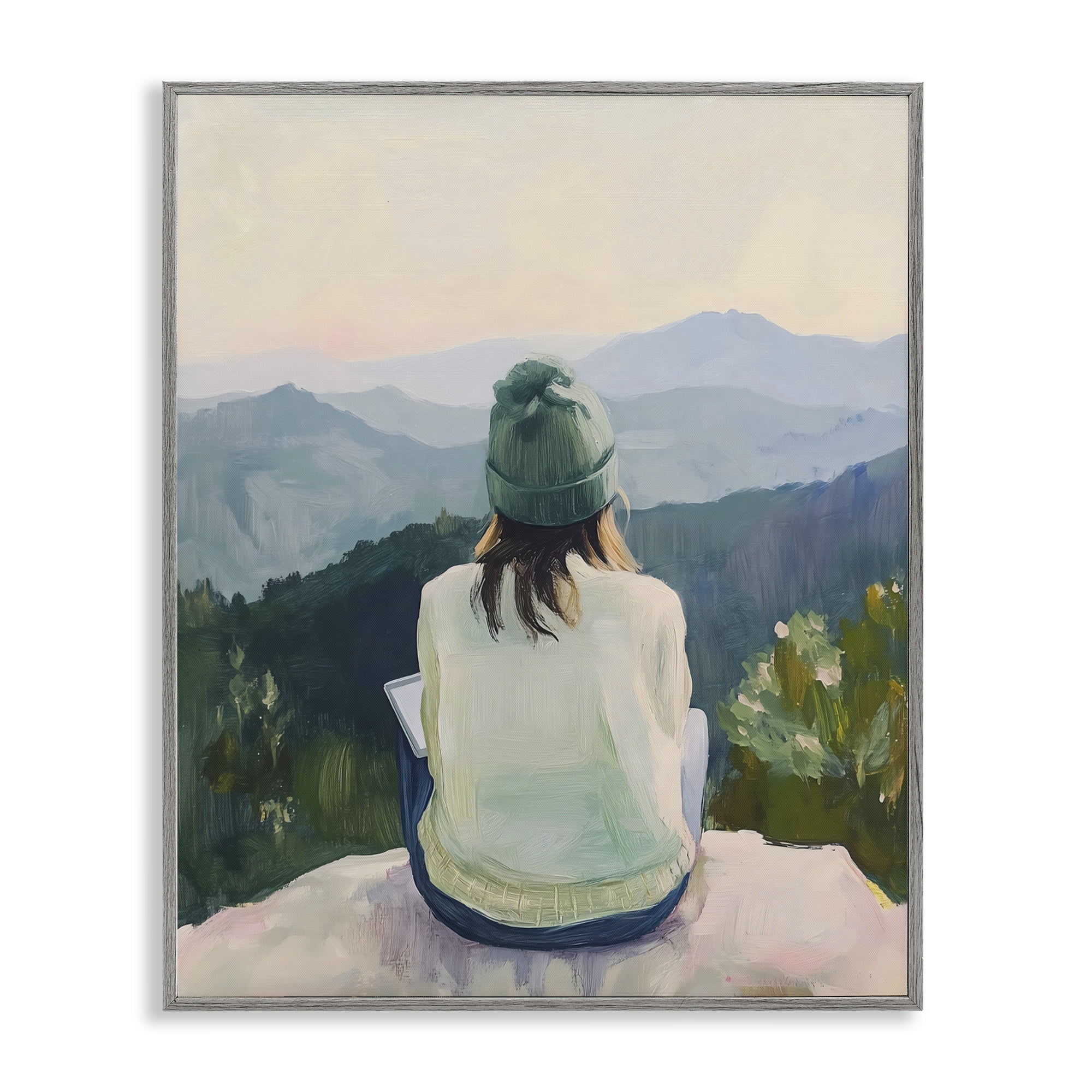 Stupell Industries Mindful Solitude Meditation View Gray Framed Giclee Art, design by The Prints Vibe