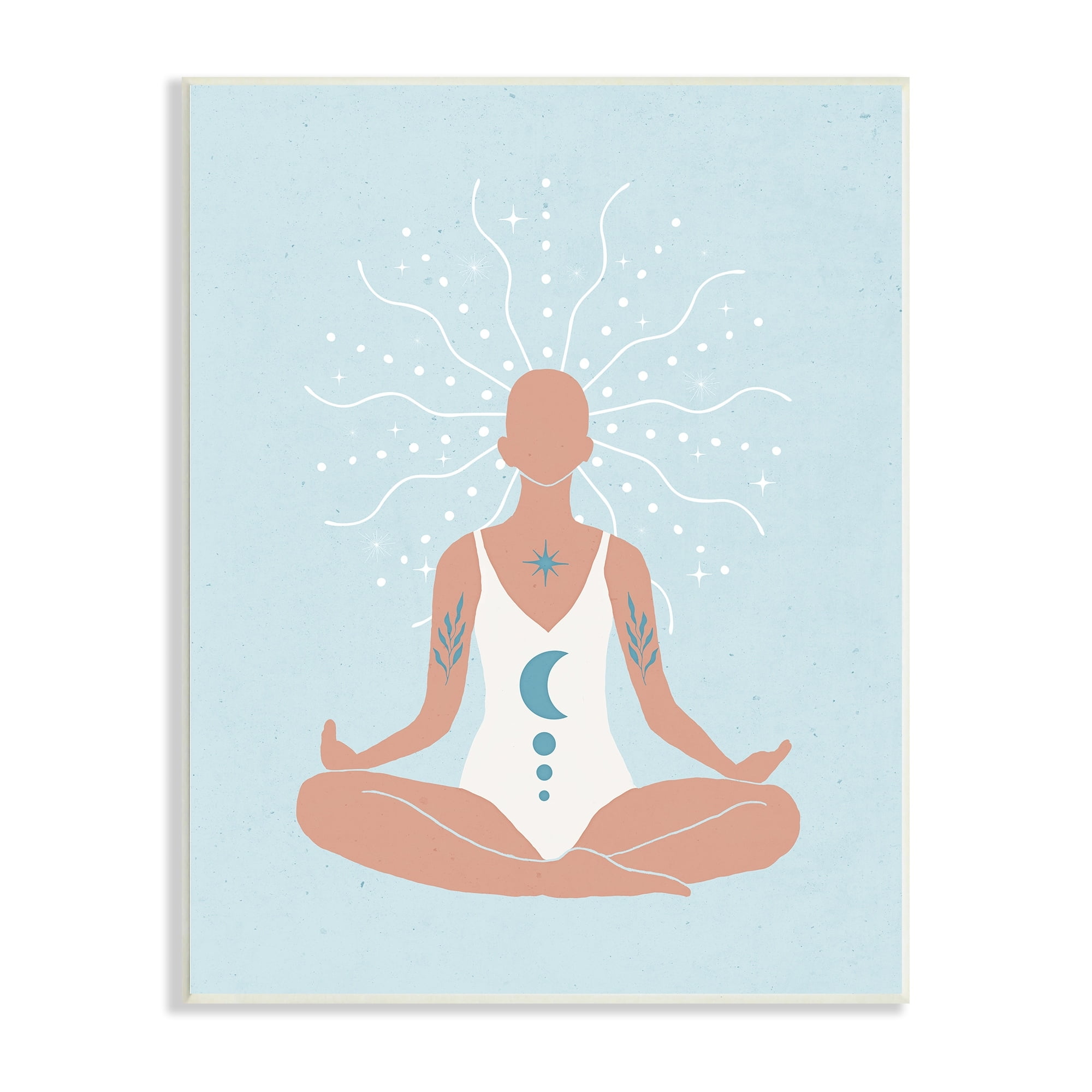 Stupell Industries Mindful Tai Chi Human Meditation Stellar Energy Tuning,13 x 19, Design by Nina Blue
