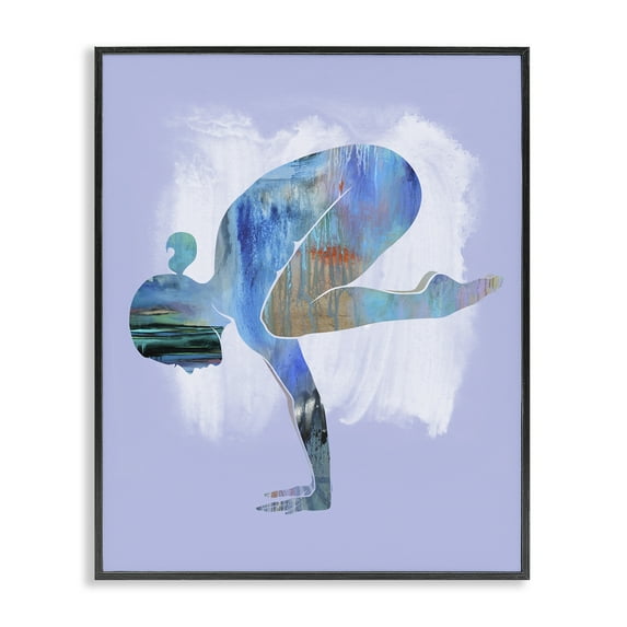 Stupell Industries Mindful Yoga Pose Sports Painting Black Framed Art Print Wall Art, 16 x 20