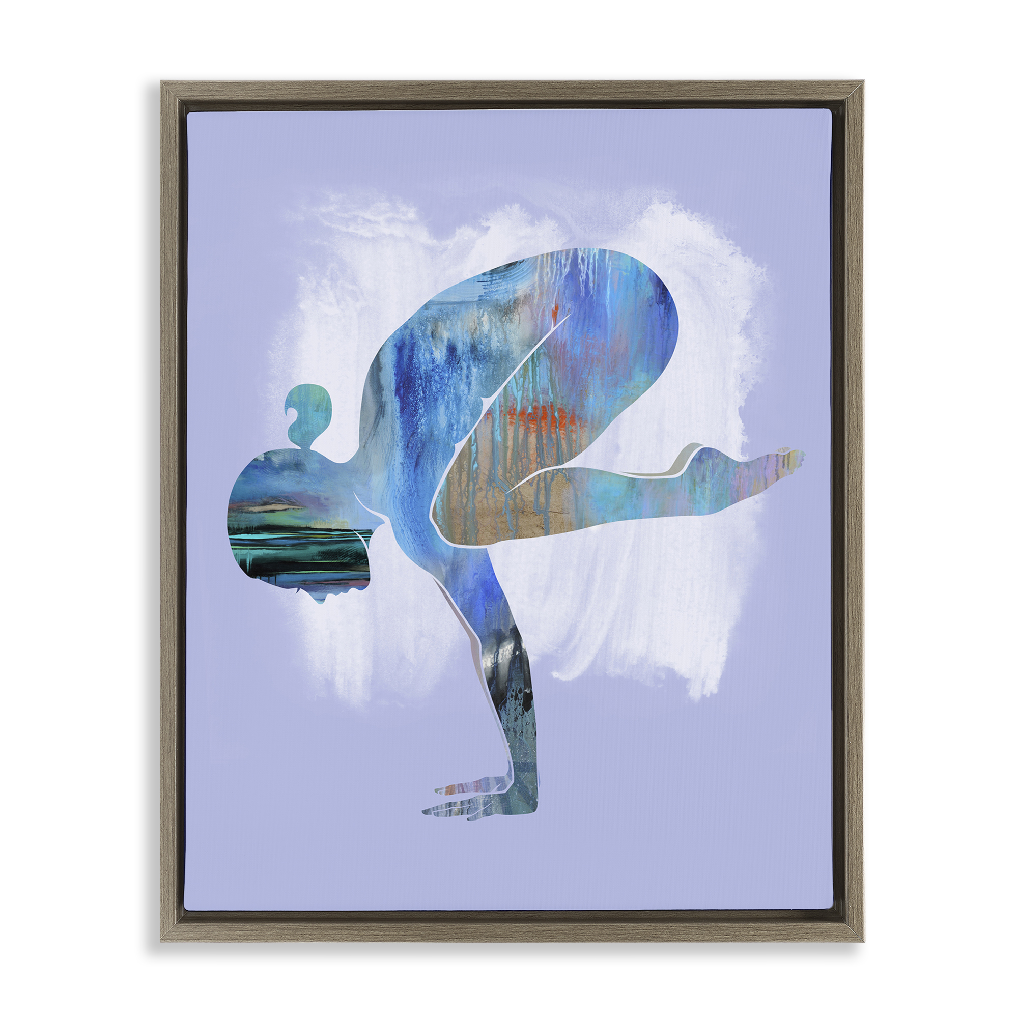 Stupell Industries Mindful Yoga Pose Sports Painting Brown Floater Framed Canvas Art Print Wall Art, 17 x 21
