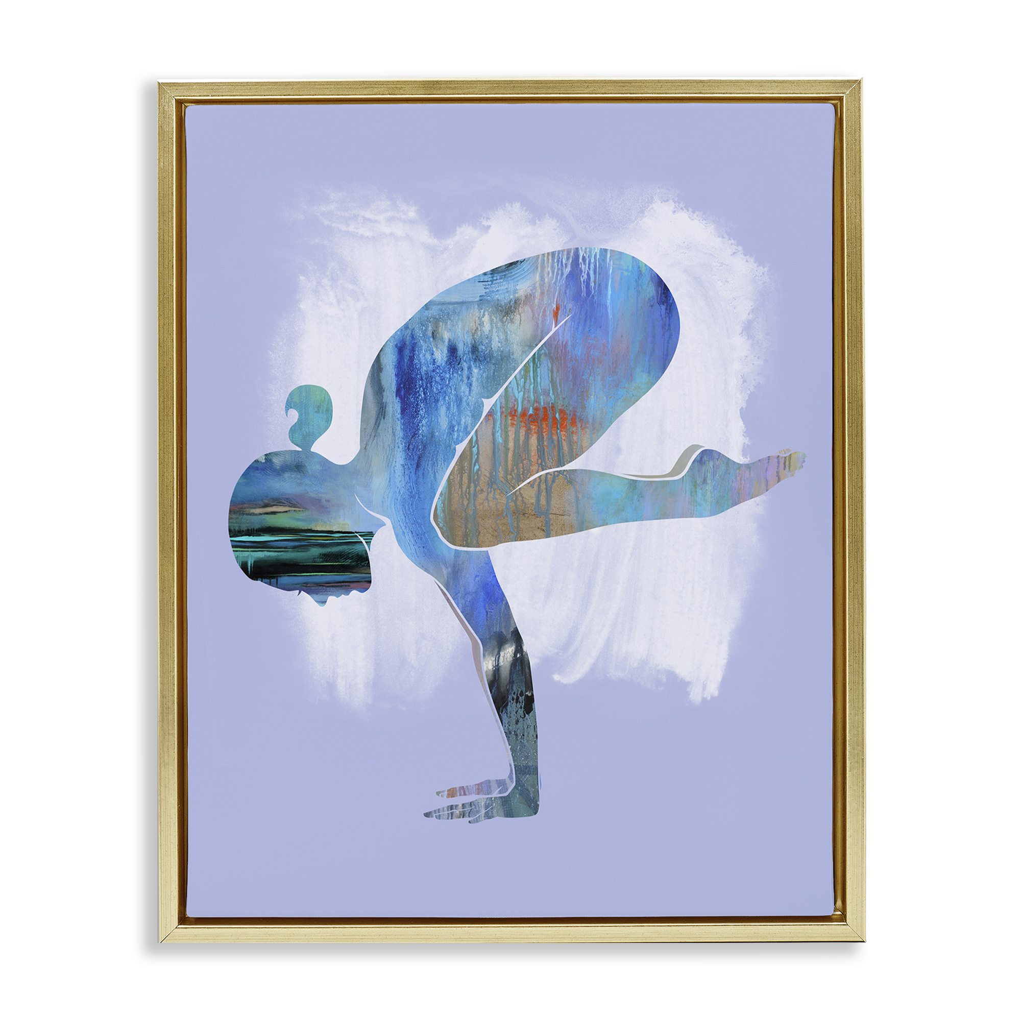 Stupell Industries Mindful Yoga Pose Sports Painting Gold Floater Framed Canvas Art Print Wall Art, 17 x 21