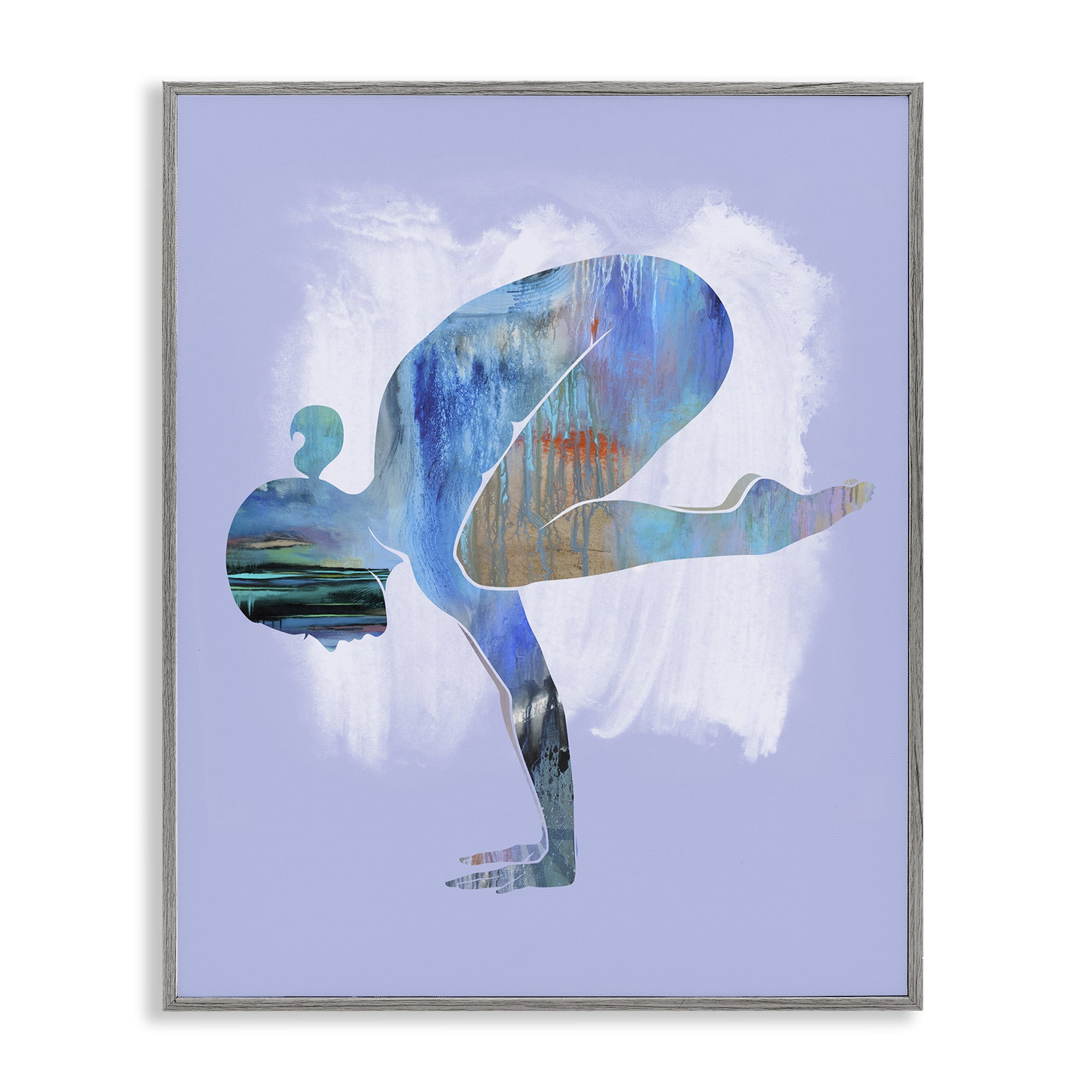 Stupell Industries Mindful Yoga Pose Sports Painting Gray Framed Art Print Wall Art, 11 x 14