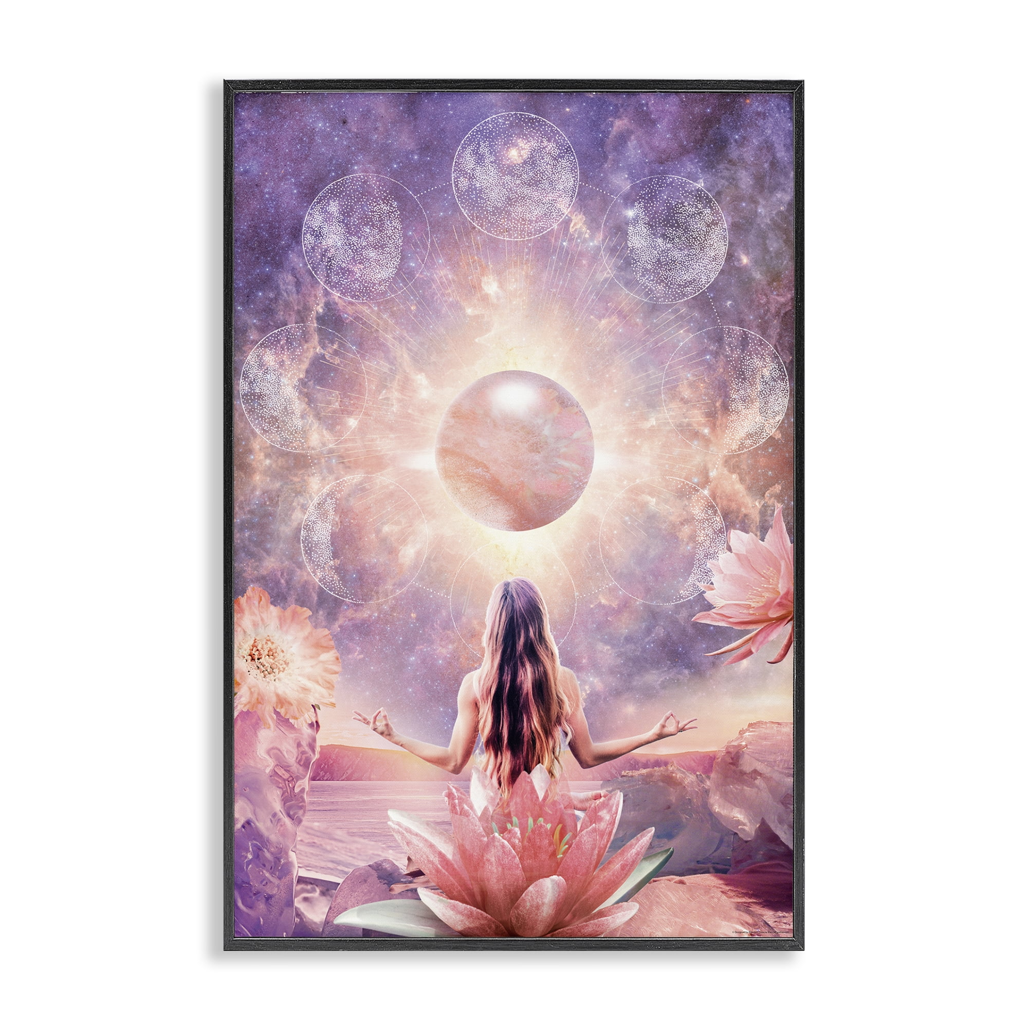 Stupell Industries Mindfulness & Moon Phases Astrology & Stars Painting Black Framed Art Print Wall Art, 12 x 18