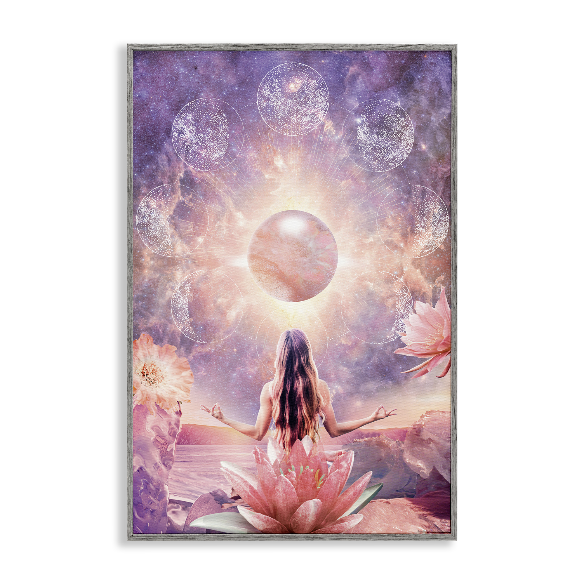 Stupell Industries Mindfulness & Moon Phases Astrology & Stars Painting Gray Framed Art Print Wall Art, 20 x 30